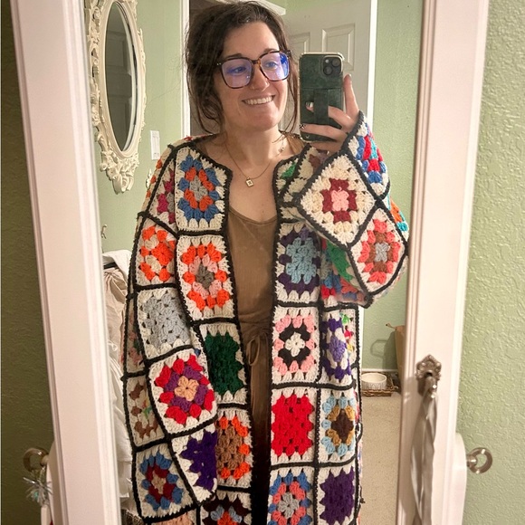 Boho Handmade Crocheted Granny Square Duster - Picture 3 of 3
